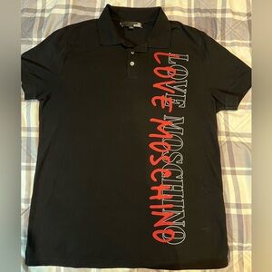 Love Moschino Polo Shirt with Red Lettering